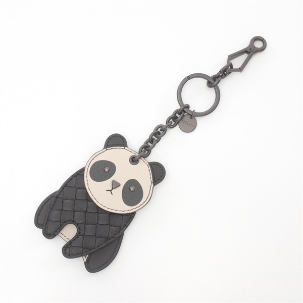 BOTTEGA VENETA Panda Key holder charm 523439 leather Black White Used unisex