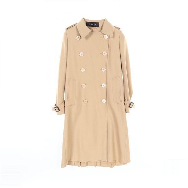 GUCCI Trench coat back pleated 338 405131 wool Beige Used