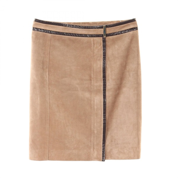 GUCCI skirt 250014 Suede leather Beige Brown Used Women size 36