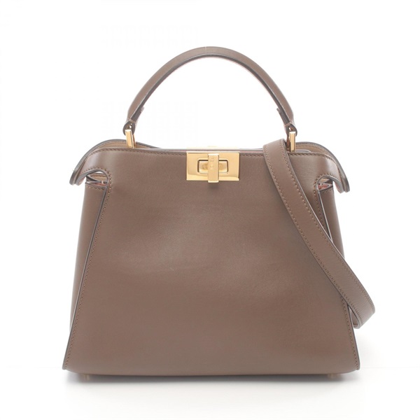 FENDI Peekaboo Essentials 2way shoulder Handbag 8BN302 leather Brown Used Women