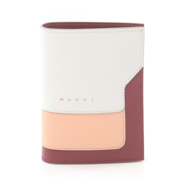 MARNI Bi-fold wallet PFMOQ14U13 leather White Bordeaux Orange Used Women