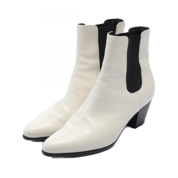 CELINE SAINT GERMAIN DES PRES boots leather White Black Used Women #41