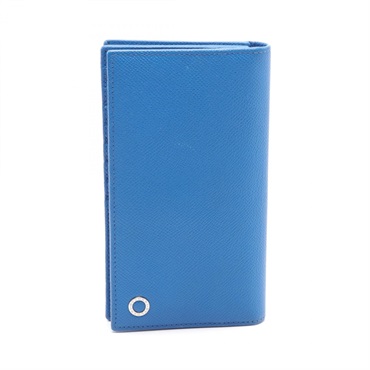 BVLGARI Bulgari man Bifold wallet purse leather Blue Used mens SHW logo