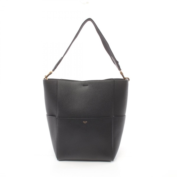 CELINE Single bucket Shoulder Bag 189593 leather Black Used