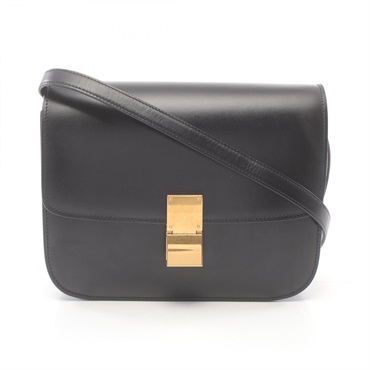 CELINE Classic medium Shoulder Bag 189173 leather Black Used Women