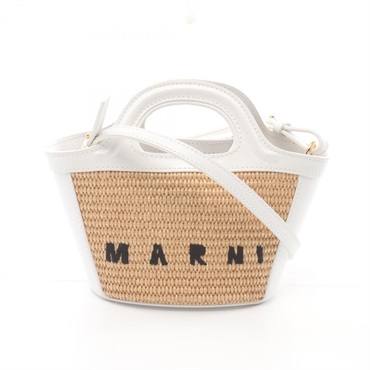 MARNI TROPICALIA MICRO Shoulder Hand bag BMMP0067Q0 leather Raffia Beige Used