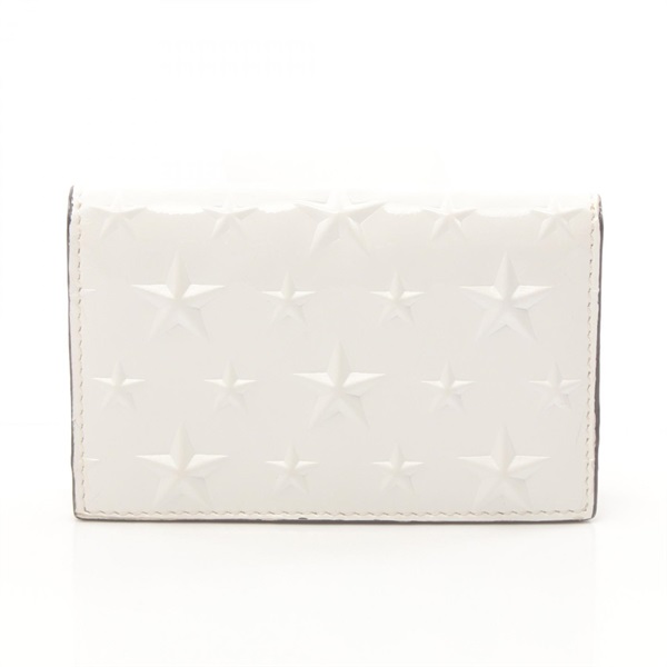 JIMMY CHOO NELLO Card Holder Patent enamel leather White Used Women