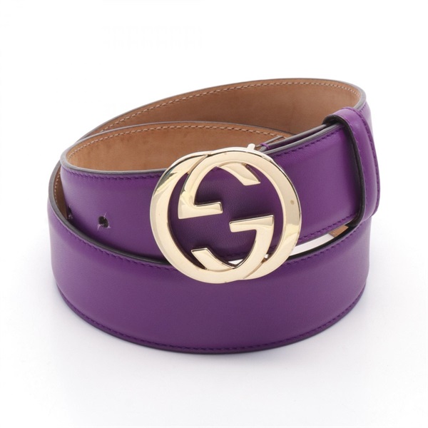 GUCCI Interlocking G belt 370543 leather Purple Used Women