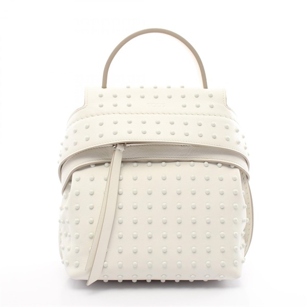 TOD'S WAVE Rucksack Backpack Hand bag leather White Used Women