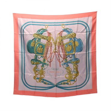 HERMES Carre90 BRIDES de GALA Scarf silk Multicolor Pink Blue Used Women