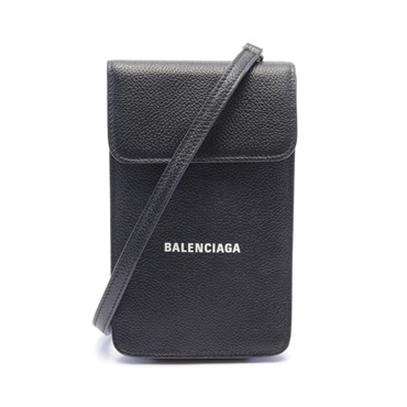 BALENCIAGA CASH Phone Case Shoulder crossbody Bag 640536 leather Black Used