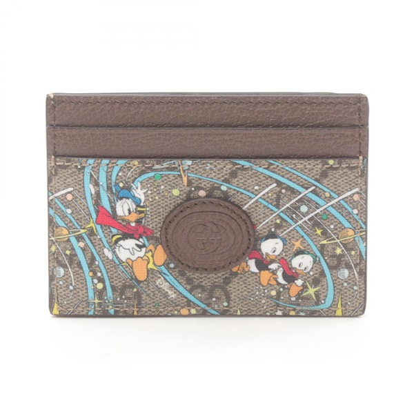 GUCCI Disney Donald Duck GG Supreme Card Holder 651935 canvas leather Beige Used