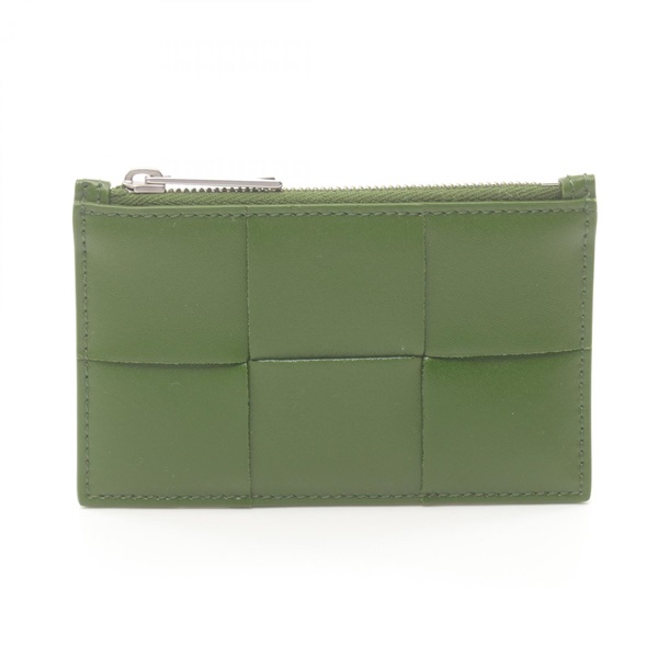 BOTTEGA VENETA Cassette Fastener Card Holder 679843 leather Green Used Women