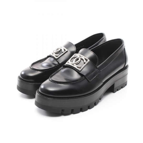 CHANEL COCO Mark loafers #35C shoes G45156 leather Black Used