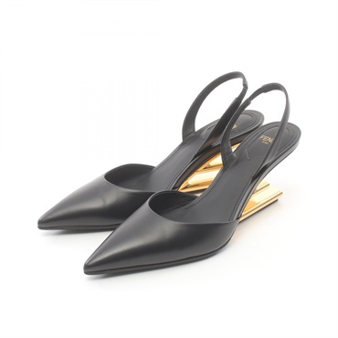 FENDI First Slingback pumps Sandals leather Black Used Women #37