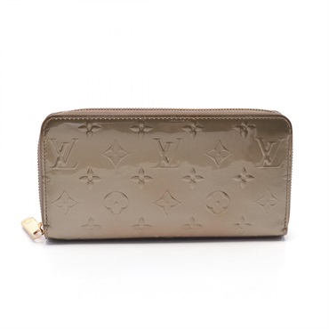 LOUIS VUITTON Zippy long wallet M68642 Vernis leather Beige Gray Used Women LV