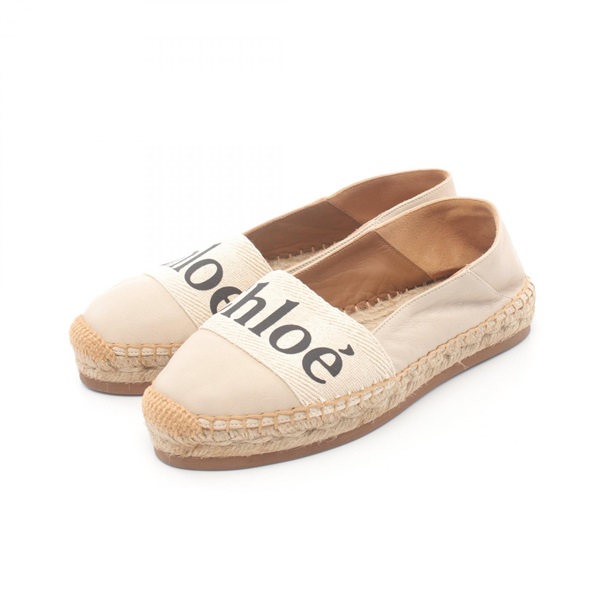 Chloe WOODY Flats espadrilles shoes leather canvas Beige Used Women #35