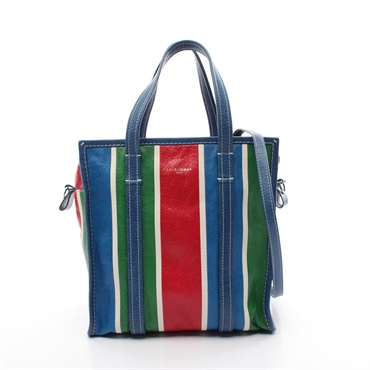 BALENCIAGA BAZAR SHOPPER S Tote shoulder Bag 443096 leather Blue Multicolor Used