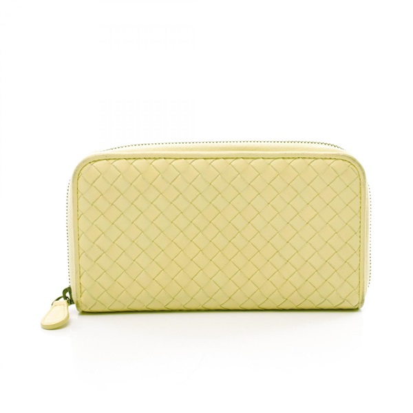 BOTTEGA VENETA Intrecciato Around zipper long wallet 518389 leather Yellow Used