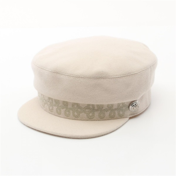 HERMES Cabourg hats casquette cap 57cm wool Beige Used