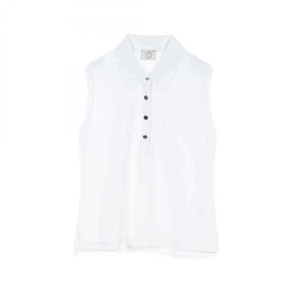 HERMES Sellier button Polo shirt cotton White Used Women #M