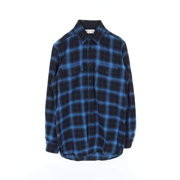 SAINT LAURENT PARIS shirt XS size check 392945 cotton Black Blue Used