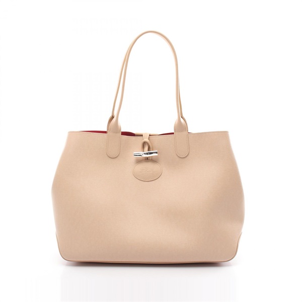 Longchamp ROSEAU Hand Tote Bag leather Beige Used Women