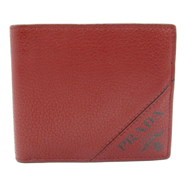 PRADA Bi-fold wallet 2MO003 leather Red wine-red Used mens