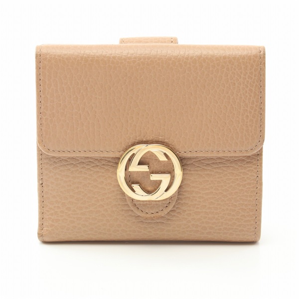 GUCCI Interlocking G Double Sided Wallet purse 615525 leather Beige Used Women