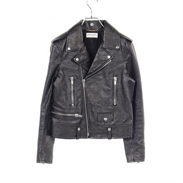 SAINT LAURENT PARIS CLASSIC MOTORCYCLE JACKET 481862 leather Black Women #38
