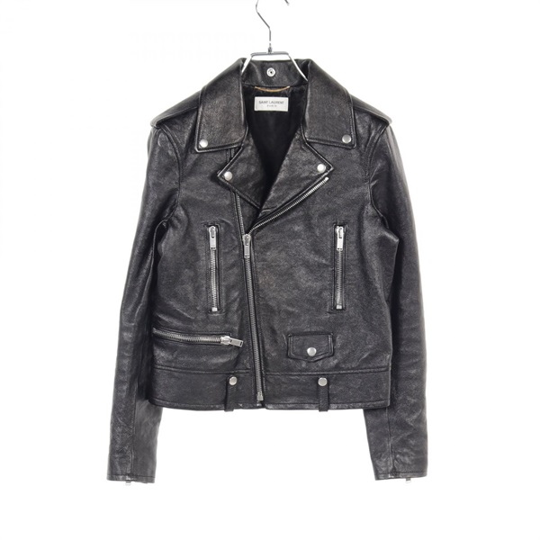 SAINT LAURENT PARIS CLASSIC MOTORCYCLE JACKET 481862 leather Black Women #38