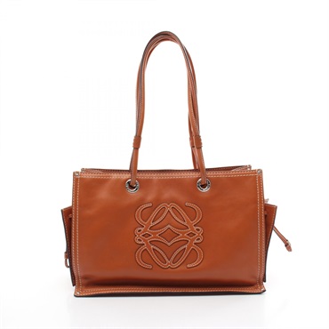 LOEWE anagram Tote shoulder Bag 323.64.002 leather Brown Used