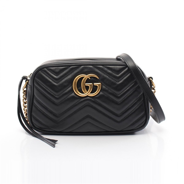 GUCCI GG Marmont Shoulder Bag 447632 leather Black Used Women