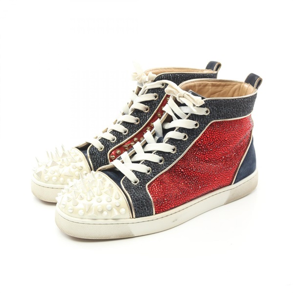 Christian Louboutin sneakers #43 high-cut shoes Patent leather Navy Red White