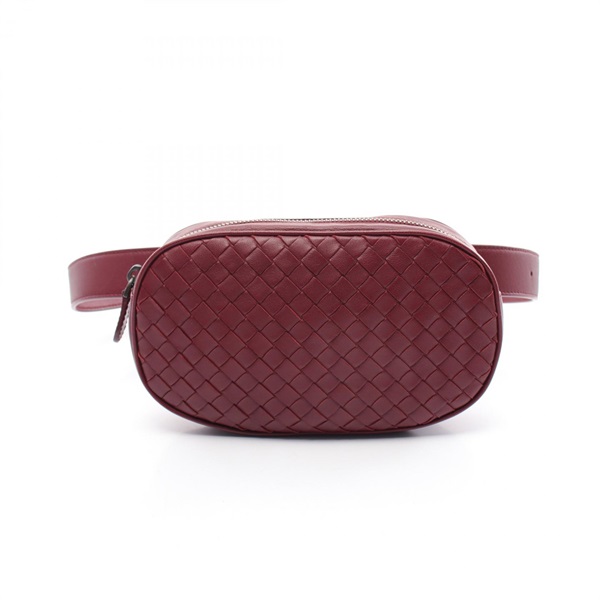 BOTTEGA VENETA Intrecciato Belt bag 563906 leather Bordeaux Used Women