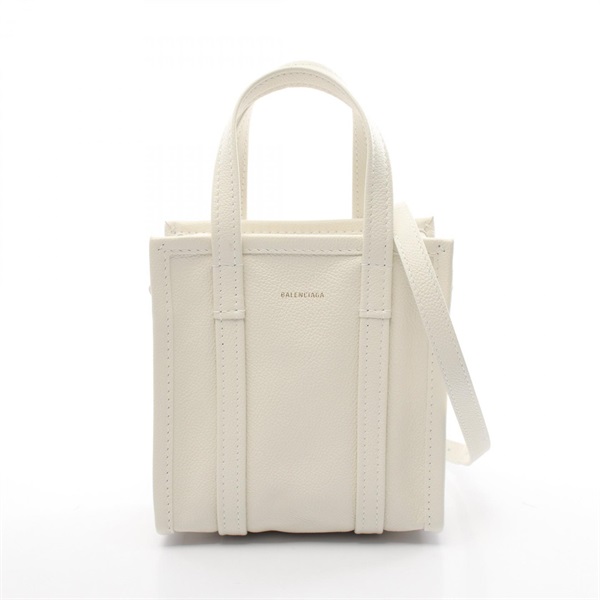 BALENCIAGA BAZAR SHOPPER XXS Shoulder Hand bag 513988 leather White Used Women