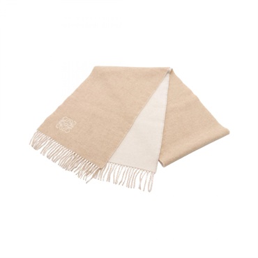 LOEWE Anagram Bicolor Scarf F810250X01 wool cashmere Beige Used unisex