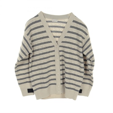 MONCLER cardigan M size knitwear check 9B00012 wool Beige Black Used