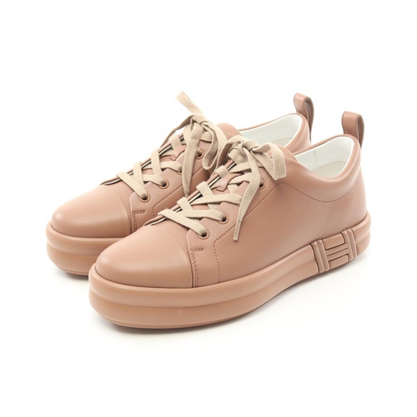 HERMES HAPPY sneakers shoes leather Pink Beige Used Women size 39