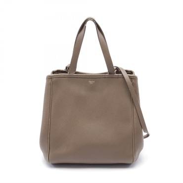 CELINE Small fold cabas 2way Shoulder Tote Bag 194073 leather Beige Used Women