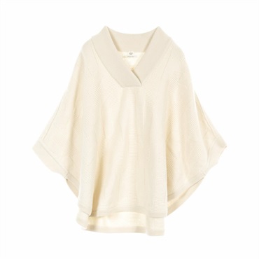 HERMES poncho Knitwear wool Beige Used Women #34