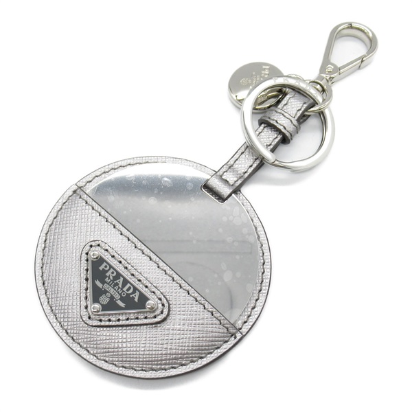 PRADA Key ring Saffiano leather Metal SHW Used Women