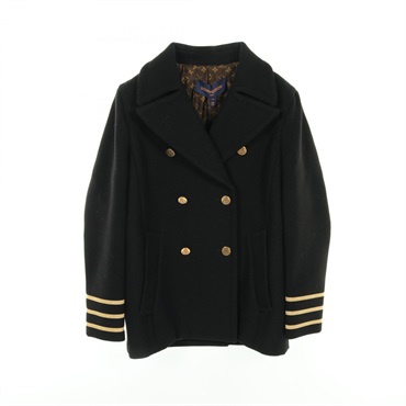 LOUIS VUITTON Golden Trim coat 1AB6RQ wool Black Used Women #34