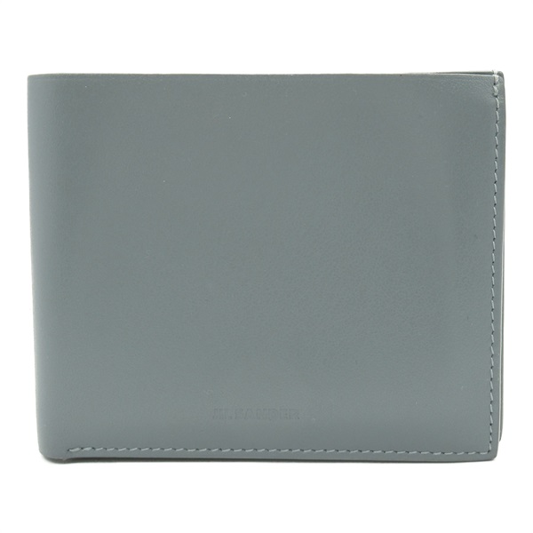 JIL SANDER Bi-fold wallet leather Blue gray Used Women