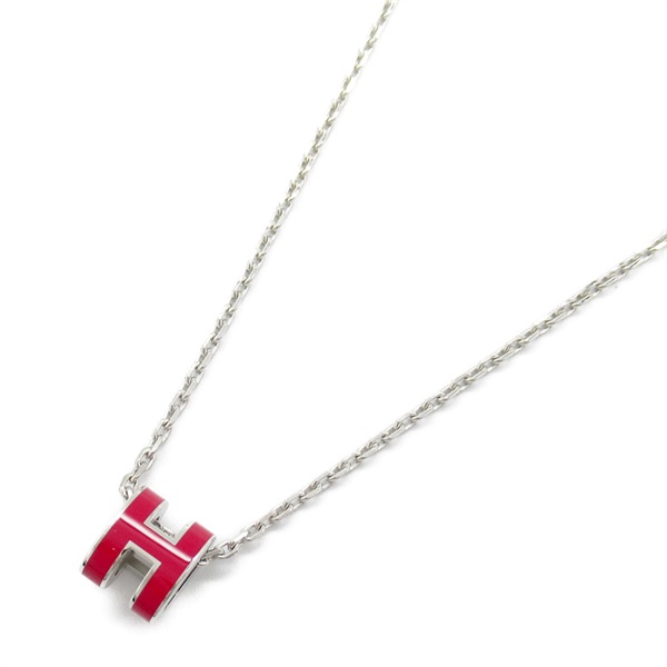 HERMES Mini Pop H Necklace pendant Silver plating Rose Mexico Used
