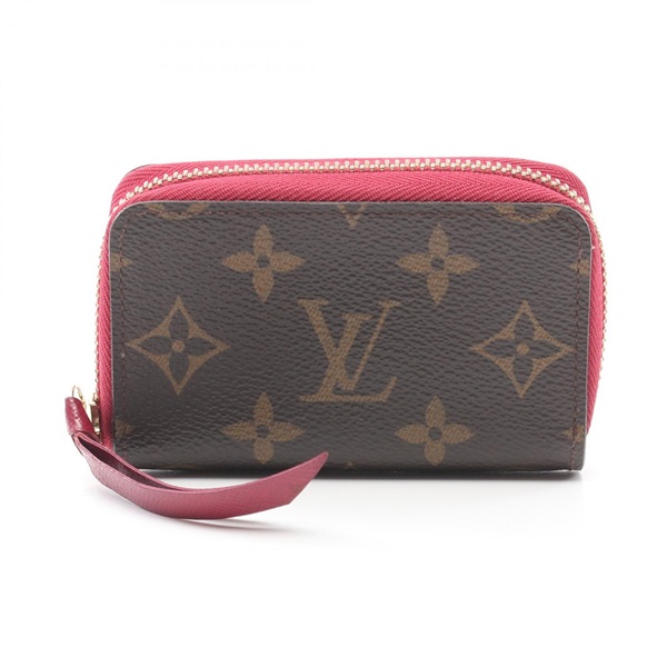 LOUIS VUITTON Multicartes Card Holder Monogram canvas leather Fuschia Brown Used