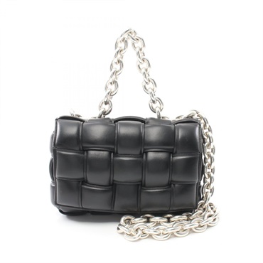 BOTTEGA VENETA The Chain Cassette Shoulder Bag 631421 Lamb leather Black Used