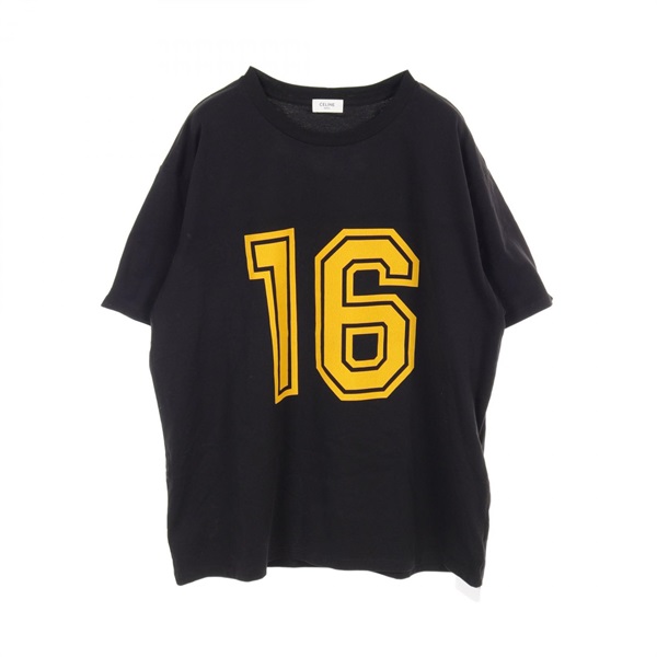 CELINE 16 LOOSE T-SHIRT XL size 2XJ18J671Q.38YE 24SS cotton Black Yellow Used