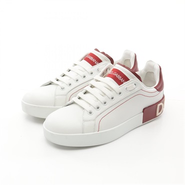 DOLCE & GABBANA PORTOFINO sneakers leather White Red Used Women #36