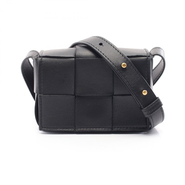 BOTTEGA VENETA CANDY Cassette Mini Shoulder Bag 666688 leather Black Used Women